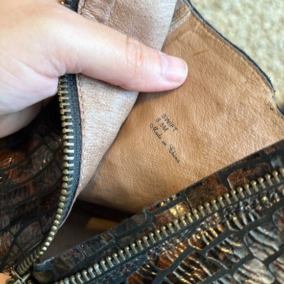 Donald J. Pliner Swift Brown Croc Embossed ankle boots - Picture 5 of 5